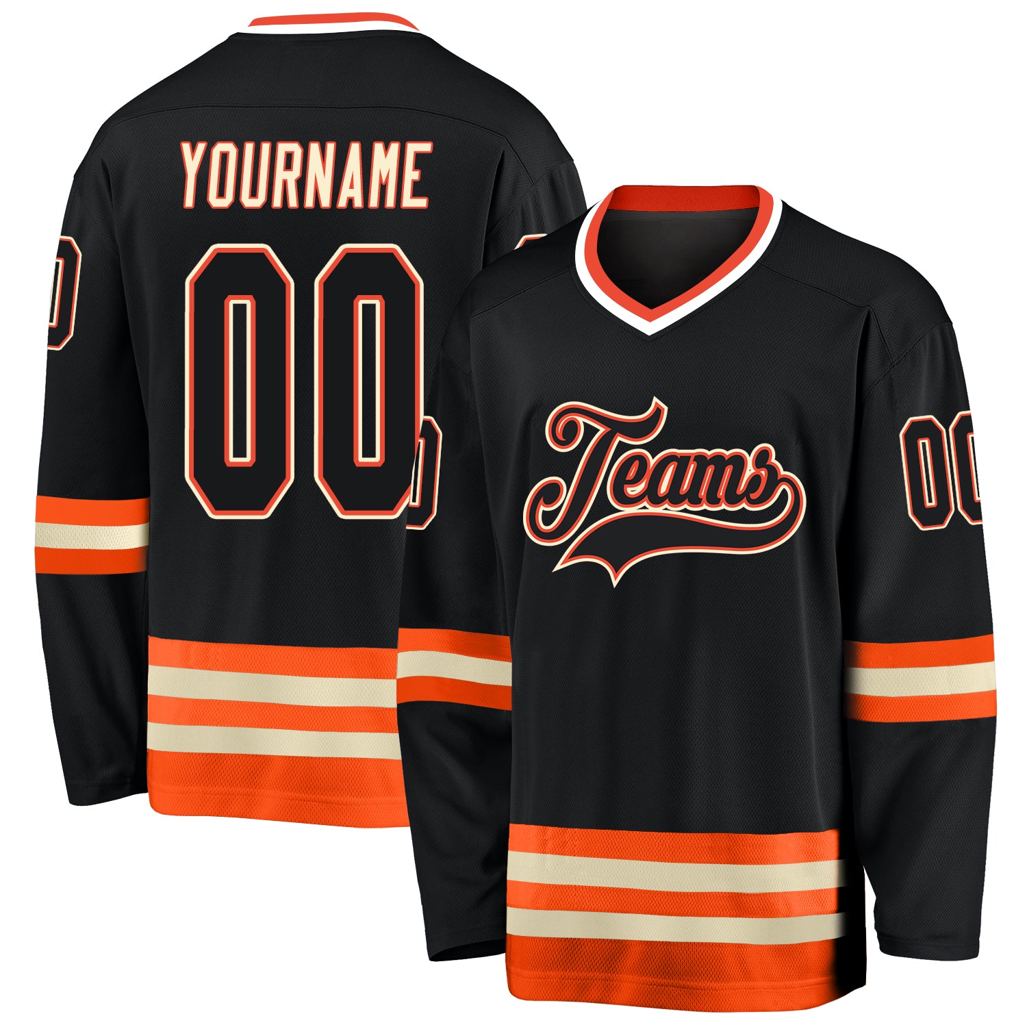 Custom Name and Number Personalized Black-Orange Hockey Jersey - Team Apparel Personalized Black Black-Orange Hockey Jersey