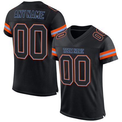 Custom Name and Number Personalized Black-Orange Mesh Football Jersey - Authentic Team Jersey Personalized Black Black-Orange