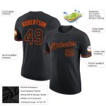 Custom Name Number Performance T-Shirt for Teams - Personalized Black Black-Orange T-Shirt Personalized Black Black-Orange
