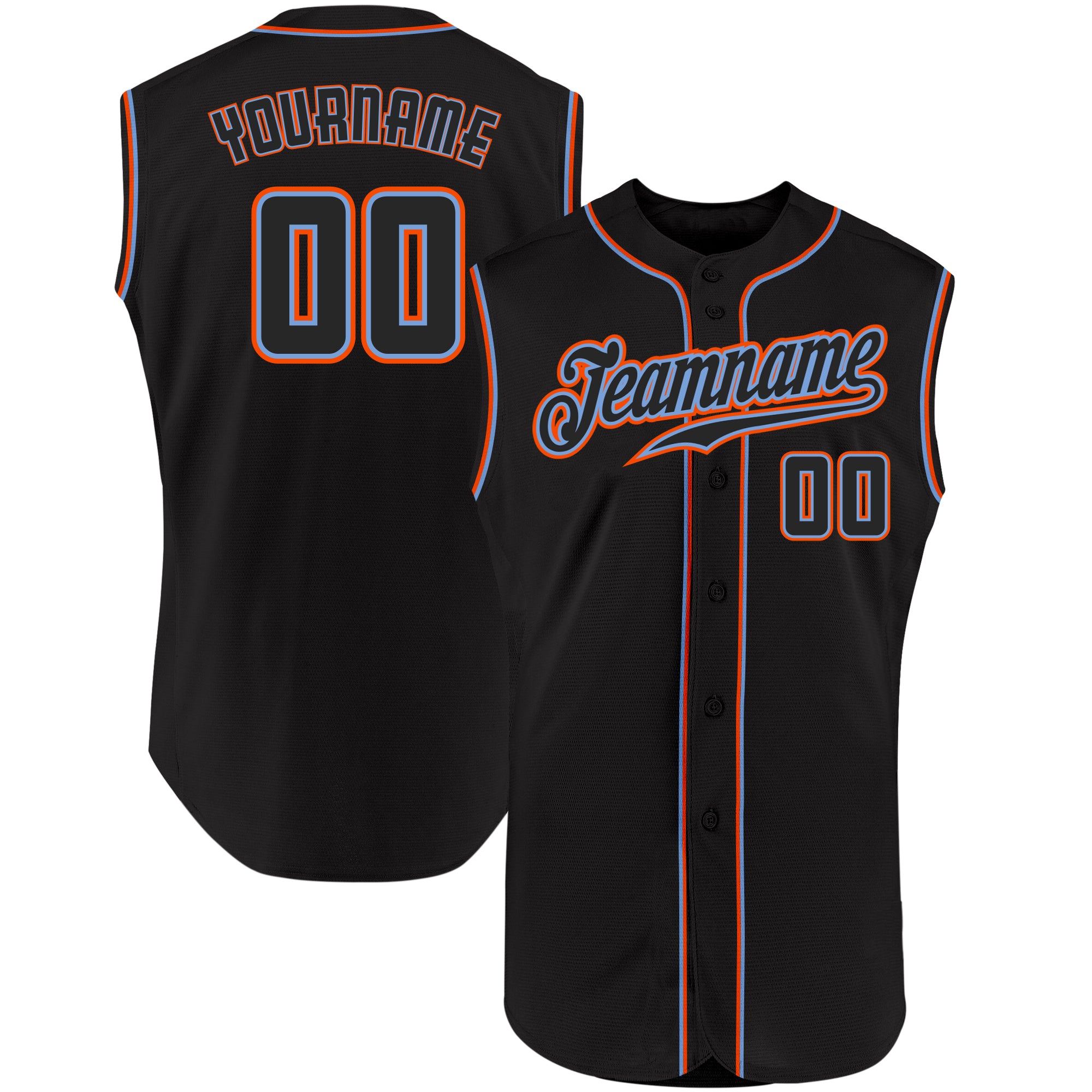 Personalized Black and Orange Sleeveless Baseball Jersey for Men Personalized Black Black-Orange Sleeveless Baseball Jersey