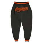 Personalized Black and Orange Sports Pants for Men and Women, Custom Athletic Bottoms Personalized Black Black-Orange Sports