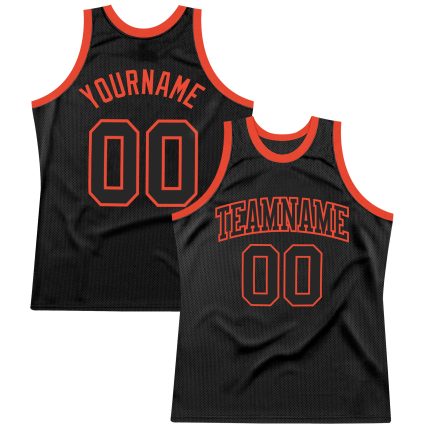 Personalized Black Orange Basketball Jersey - Retro Throwback Style Personalized Black Black-Orange Throwback Basketball