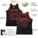 Personalized Black Orange Basketball Jersey - Retro Throwback Style Personalized Black Black-Orange Throwback Basketball