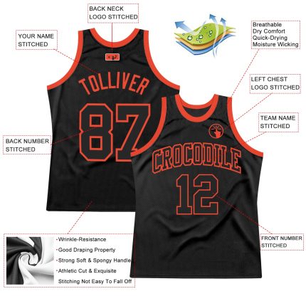 Personalized Black Orange Basketball Jersey - Retro Throwback Style Personalized Black Black-Orange Throwback Basketball