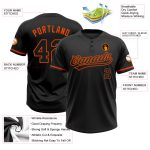 Custom Black and Orange Unisex Softball Jersey - Personalized Two-Button Design Personalized Black Black-Orange Two-Button