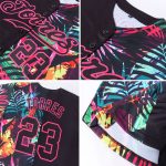 Custom Name and Number Tropical Palm Leaves Baseball Jersey - Personalized 3D Black and Pink Design Personalized Black Black-Pink