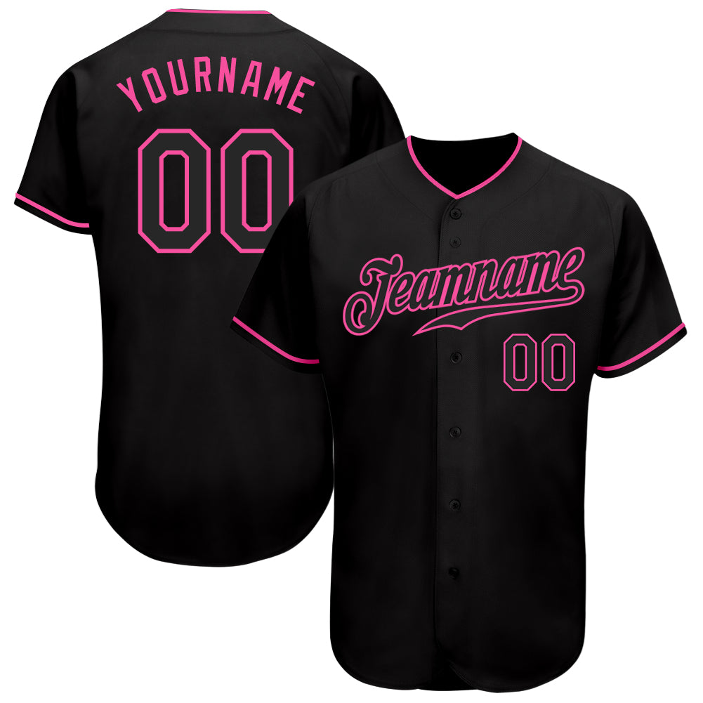 Personalized Black Pink Authentic Baseball Jersey for Men and Women Personalized Black Black-Pink Authentic Baseball Jersey