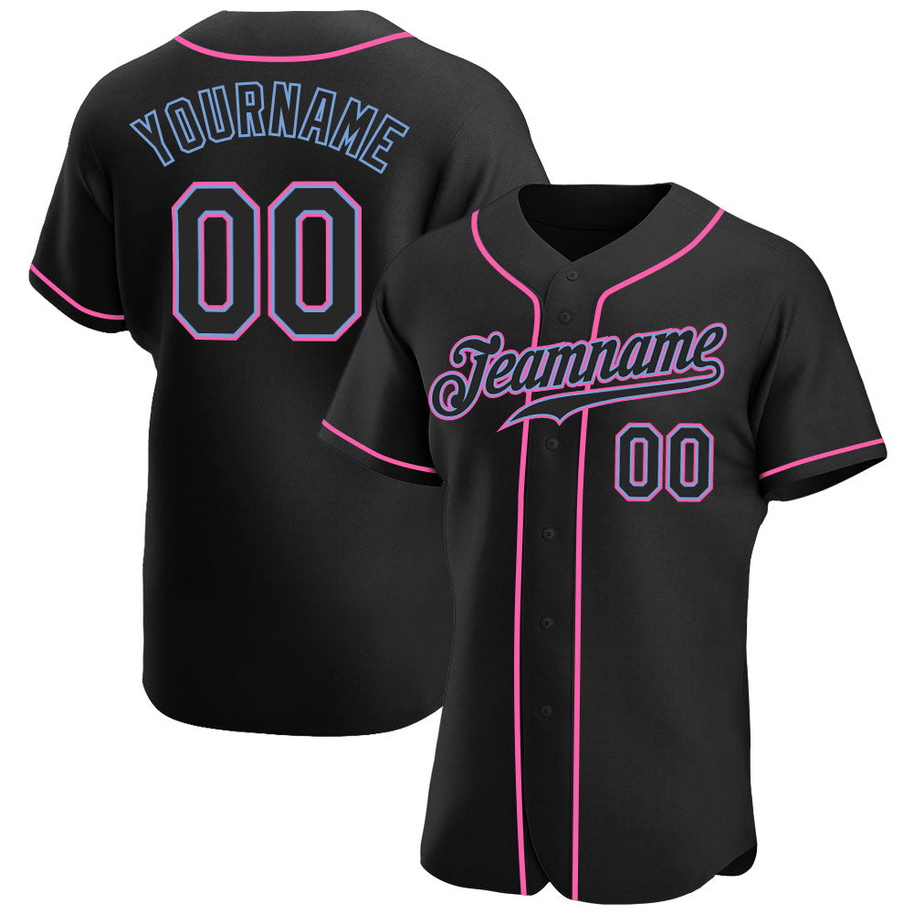 Custom Name and Number Personalized Black and Pink Baseball Jersey - Authentic Team Gear Personalized Black Black-Pink Authentic