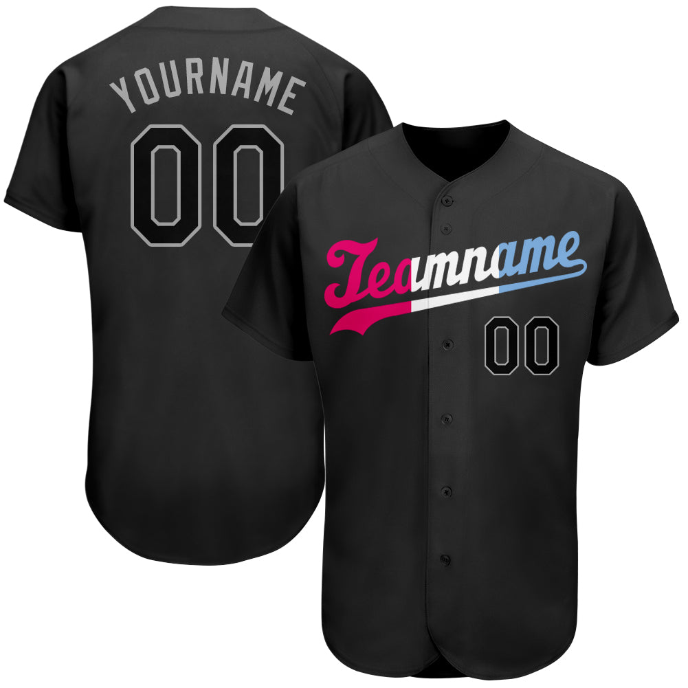 Personalized Black Pink Split Fashion Baseball Jersey with Custom Name & Number - Authentic Team Gear Personalized Black