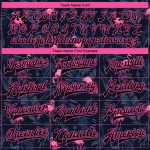Personalized Pink Light Blue Hawaii Palm Trees Flamingo Bomber Varsity Letterman Jacket Personalized Black Black Pink-Light