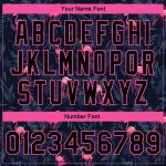 Personalized Pink Light Blue Hawaii Palm Trees Flamingo Bomber Varsity Letterman Jacket Personalized Black Black Pink-Light