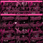 Personalized Breast Cancer Awareness 3D Pattern Bomber Varsity Jacket with Custom Name & Number - Black & Pink-Light Blue Design