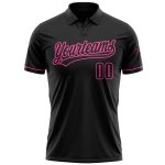 Custom Name and Number Personalized Black-Pink Performance Vapor Golf Polo Shirt Personalized Black Black-Pink Performance