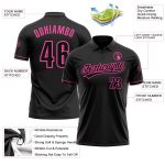 Custom Name and Number Personalized Black-Pink Performance Vapor Golf Polo Shirt Personalized Black Black-Pink Performance