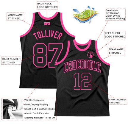 Personalized Black Pink Throwback Basketball Jersey for Men and Women Personalized Black Black-Pink Throwback Basketball