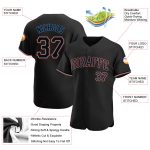 Custom Black and Blue Authentic Baseball Jersey with Personalized Name and Number Personalized Black Black-Powder Blue Authentic