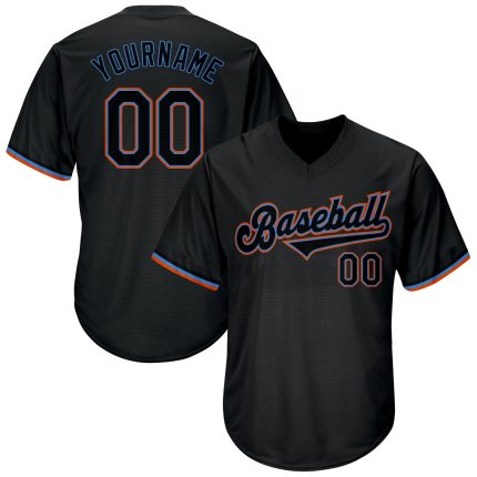 Custom Name and Number Personalized Black and Blue Baseball Jersey Shirt - Authentic Throwback Rib-Knit Design Personalized