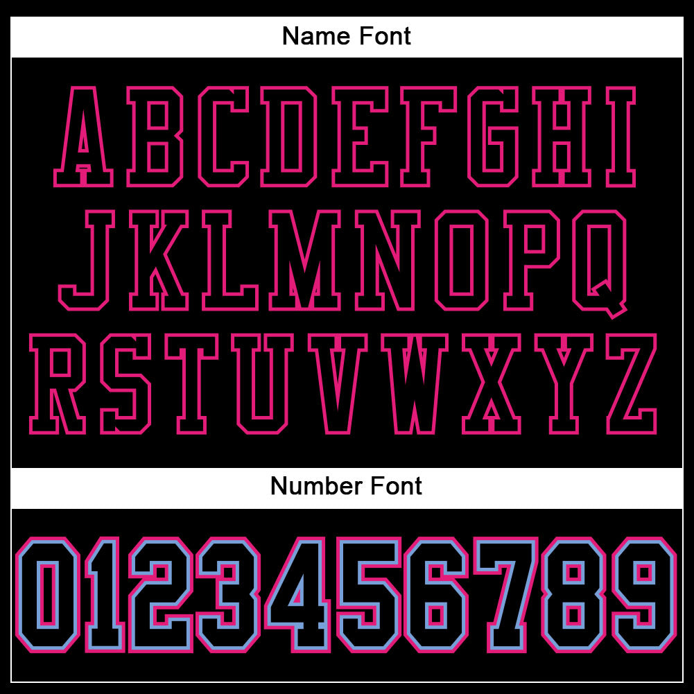 Personalized Black Black Powder Blue-Hot Pink Mesh Football Jersey Personalized Black Powder Blue Hot Pink Football Jersey - Custom Mesh Sportswear Personalized Black Black Powder Blue-Hot - Image 4
