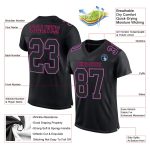 Personalized Black Powder Blue Hot Pink Football Jersey - Custom Mesh Sportswear Personalized Black Black Powder Blue-Hot