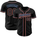 Custom Black Powder Blue-Orange Baseball Jersey with Personalized Name & Number - Authentic Team Apparel Personalized Black