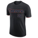 Custom Team Name and Number Personalized Black Powder Blue Performance T-Shirt Personalized Black Black-Powder Blue Performance