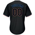 Personalized Black Blue Throwback Rib-Knit Baseball Jersey Shirt Personalized Black Black-Powder Blue Throwback Rib-Knit