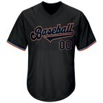 Personalized Black Blue Throwback Rib-Knit Baseball Jersey Shirt Personalized Black Black-Powder Blue Throwback Rib-Knit