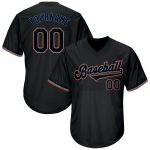 Personalized Black Blue Throwback Rib-Knit Baseball Jersey Shirt Personalized Black Black-Powder Blue Throwback Rib-Knit