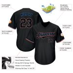 Personalized Black Blue Throwback Rib-Knit Baseball Jersey Shirt Personalized Black Black-Powder Blue Throwback Rib-Knit