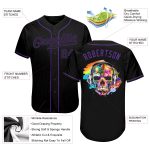 Personalized Skull Baseball Jersey in Black and Purple Fashion Design Personalized Black Black-Purple Skull Fashion Baseball
