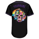 Personalized Skull Baseball Jersey in Black and Purple Fashion Design Personalized Black Black-Purple Skull Fashion Baseball