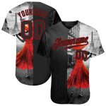 Personalized Black-Red 3D Eiffel Tower Baseball Jersey for Girls Personalized Black Black-Red 3D A Girl The Eiffel Tower