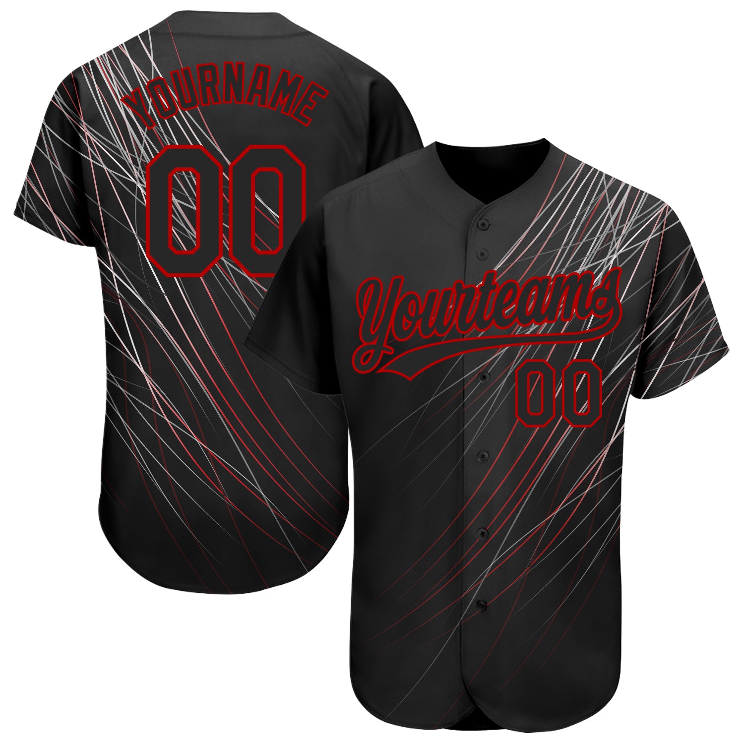 Personalized 3D Baseball Jersey in Black-Red, Custom Name & Number, Ideal Gift for Sports Fans Personalized Black Black-Red