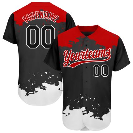 Custom 3D Baseball Jersey Black and Red - Personalized Sports Apparel Personalized Black Black-Red 3D Baseball Jersey 3