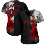 Personalized Black and Red 3D Eiffel Tower Baseball Jersey for Girls with Custom Name and Number Personalized Black Black-Red