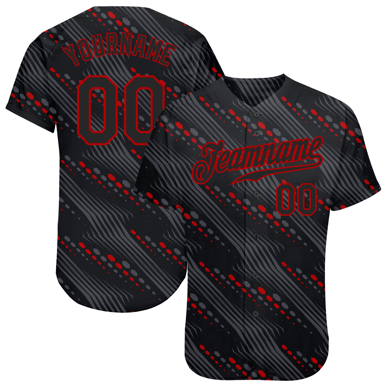 Custom Name and Number Personalized 3D Pattern Black-Red Authentic Baseball Jersey Personalized Black Black-Red 3D Pattern