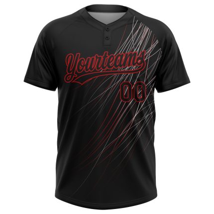 Personalized 3D Unisex Softball Jersey Black Red Two-Button Design Personalized Black Black-Red 3D Two-Button Unisex Softball