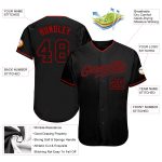 Custom Name Number Authentic Baseball Jersey Black Red Personalized Team Personalized Black Black-Red Authentic Baseball