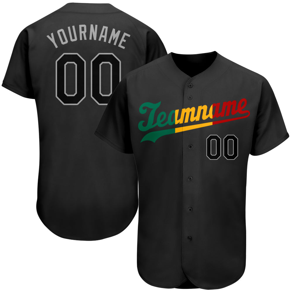 Custom Name & Number Personalized Black-Red Split Fashion Baseball Jersey Personalized Black Black-Red Authentic Split Fashion