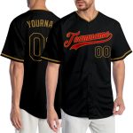 Personalized Black and Red Baseball Jersey for Men and Women - Customizable Team Apparel Personalized Black Black-Red Baseball