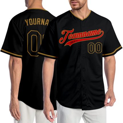 Personalized Black and Red Baseball Jersey for Men and Women - Customizable Team Apparel Personalized Black Black-Red Baseball