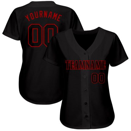 Custom Black and Red Baseball Jersey for Men - Personalized Sports Apparel Personalized Black Black-Red Baseball Jersey 4