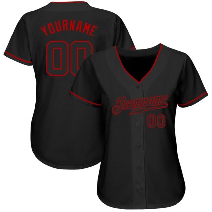 Personalized Black and Red Baseball Jersey for Men and Women - Custom Team Apparel Personalized Black Black-Red Baseball