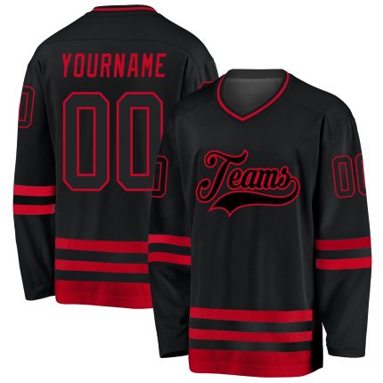 Custom Name and Number Black-Red Hockey Jersey Personalized for Teams Personalized Black Black-Red Hockey Jersey Team Custom