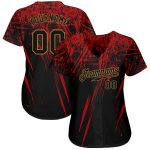 Custom Name and Number 3D Pattern Baseball Jersey - Personalized Black Red-Old Gold Team Design Personalized Black Black