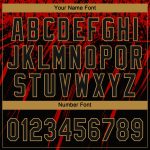 Personalized Softball Jersey with Custom Name and Number, Black Red Old Gold 3D Pattern, Unisex Two-Button Design Personalized