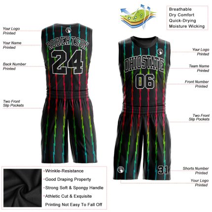 Personalized Black Red Basketball Jersey Sublimation Round Neck Suit for Men Personalized Black Black-Red Round Neck Sublimation