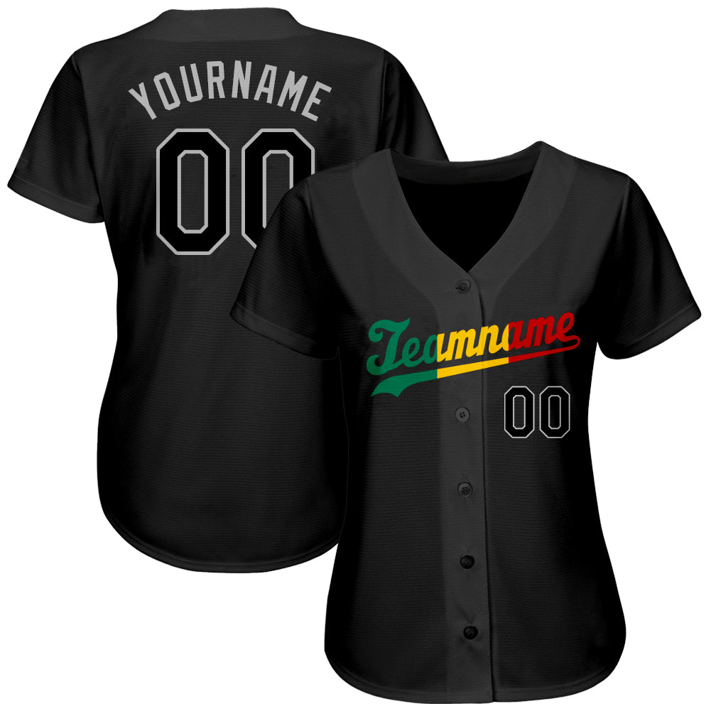 Personalized Black and Red Split Fashion Baseball Jersey for Men Personalized Black Black-Red Split Fashion Baseball Jersey - Image 2