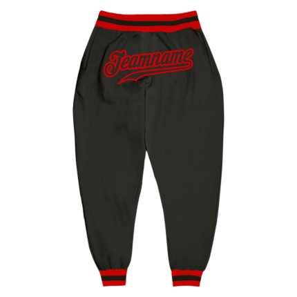 Custom Black and Red Sports Pants for Men - Personalized Activewear Personalized Black Black-Red Sports Pants