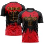 Personalized Black and Red Sublimation Soccer Jersey Uniform for Men and Women Personalized Black Black-Red Sublimation Soccer